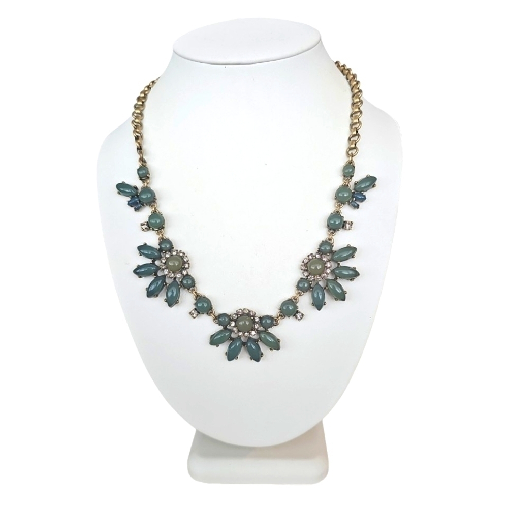 J. Crew Gold-Tone Link-Chain Green Stone